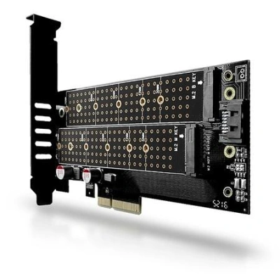 AXAGON PCEM2-D, PCIe x4 - M.2 NVMe M-key + SATA B-key slot adaptér, vč. LP, PCEM2-D