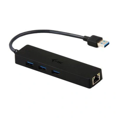 i-tec USB HUB ADVANCE/ 3 porty/ USB 3.0/ Gigabit Ethernet adaptér (RJ45)/ slim/ černý, U3GL3SLIM