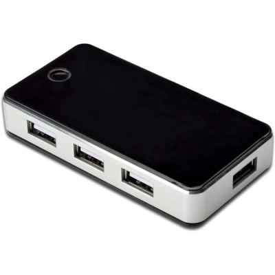 Digitus USB 2.0 Hub 7-port, 7x USB A / F, 1x USB mini vč. ext. napájení 5V DC 3,5A, 1m, bl, DA-70222
