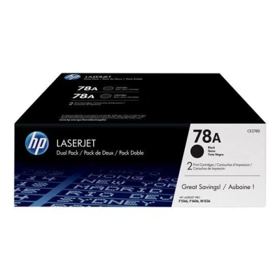 HP tisková kazeta černá pro P1566, P1606w CE278AD double pack originál, CE278AD