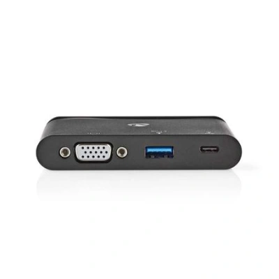 Nedis TCARF220BK - Počítačový Rozbočovač | USB Type-C | USB-C / USB 3.0 / VGA | Power Delivery: 100 W | Černá barva, TCARF220BK