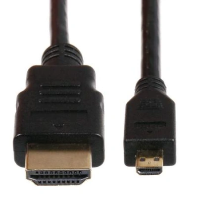 RASPBERRY PI kabel propojovací Micro HDMI (M) na HDMI (M), stíněný, černý, 1,8m, K-1481