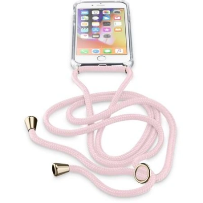 Transparentní zadní kryt Cellularline Neck-Case s růžovou šňůrkou na krk pro Apple iPhone 7/8/SE (2020/2022)