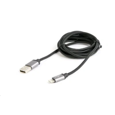 Kabel CABLEXPERT USB 2.0 Lightning (IP5 a vyšší) nabíjecí a synchronizační kabel, opletený, 1,8m, černý, blister