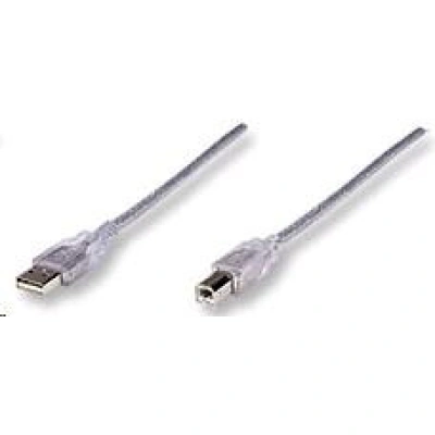 MANHATTAN 333405 Manhattan USB 2.0 kabel A-B M/M 1,8m, stříbrný