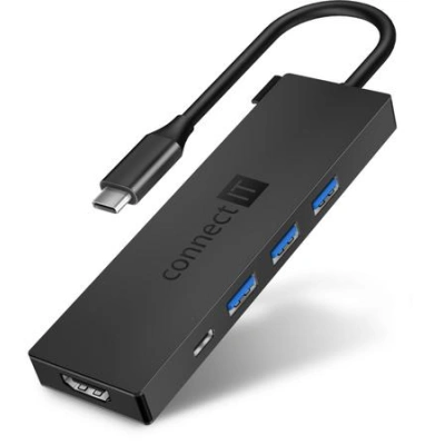CONNECT IT USB-C hub, 5v1 (USB-C,3xUSB-A,HDMI), externí, ANTRACITOVÝ, CHU-8010-AN