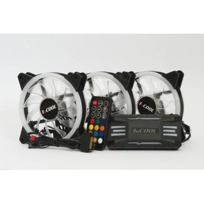 1stCOOL Fan KIT AURA EVO 2 ARGB, 3x Dual Ring ventilátor + řadič + dálkový ovladač, KIT-AURA-EVO-2