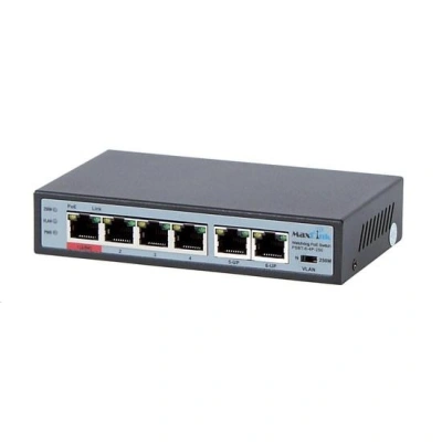 MaxLink PoE switch PSBT-6-4P-250 (náhrada za PSAT-6-4P-250), 6x LAN/4x PoE 250m, 802.3af/at/bt, PSBT-6-4P-250