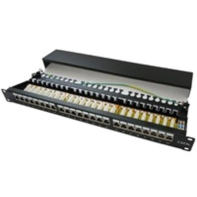 19" Patch panel XtendLan 24port, STP, Cat5E, krone, černý - LED vyhledávání, XL-PP19-24C5ESD-LED