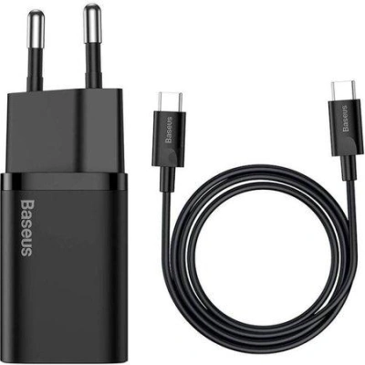 Baseus Super Si Quick Charger 1C 25W s kabelem USB-C pro USB-C 1m (černá)