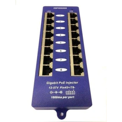 POE gigabitový stíněný 8-portový pasivní panel, POE-PAN8-GB