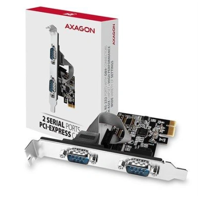 AXAGON PCIe řadič 2x sériový port (RS-232) / PCEA-S2N / 250 kbps / LP bracket, PCEA-S2N