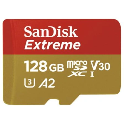 Paměťová karta SANDISK EXTREME microSDXC 128 GB 190/90 MB/s UHS-I U3 ActionCam (SDSQXAA-128G-GN6AA)