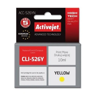 ActiveJet ink cartr. Canon CLI-526Y - 10 ml - 100% NEW (WITH CHIP)     ACC-526Y, EXPACJACA0108