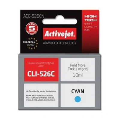 ActiveJet ink cartr. Canon CLI-526C - 10 ml - 100% NEW (WITH CHIP)     ACC-526C, EXPACJACA0106