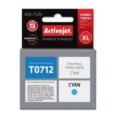 ActiveJet Ink cartridge Eps T0712 D78/DX6000/DX6050 Cyan - 15 ml     AEB-712, EXPACJAEP0105