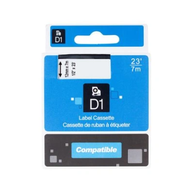PRINTLINE kompatibilní páska s DYMO, 45013, S0720530,12mm, 7m, černý tisk/bílý podklad, D1, PLTD09