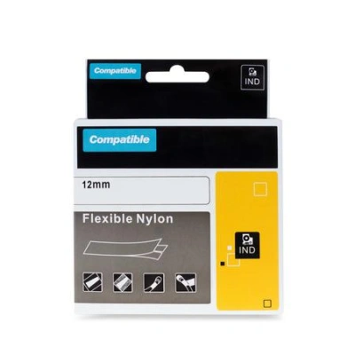 PRINTLINE kompatibilní páska s DYMO 18488, 12mm, 3.5m, černý tisk/bílý podklad, RHINO, nylonová, flexibilní, PLTD69
