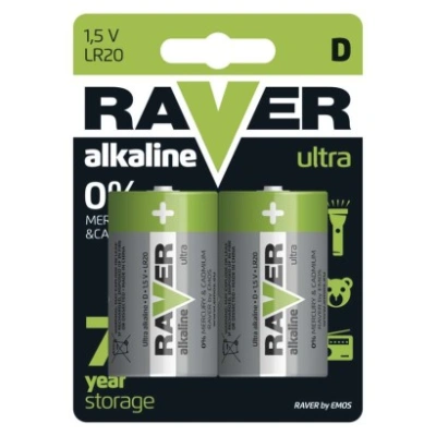Alkalická baterie RAVER D (LR20) (2 ks)