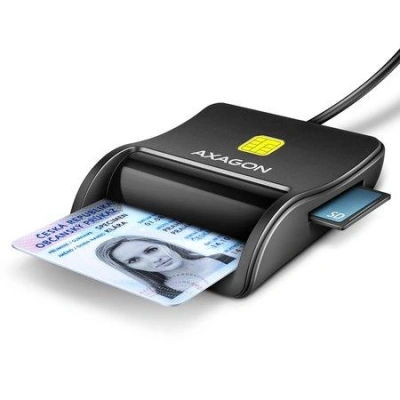 AXAGON čtečka kontaktních smart karet (eObčanka) / SD,MicroSD,SmartCard,SIM / CRE-SM3SD / USB 2.0 / 1,3m, CRE-SM3SD