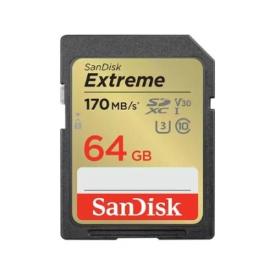 Paměťová karta SANDISK EXTREME SDXC 64GB 170/80 MB/s UHS-I U3 (SDSDXV2-064G-GNCIN)