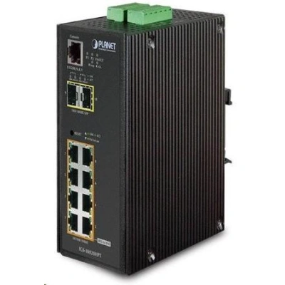 Planet IGS-10020HPT PoE switch 8x 1000Base-T, 2x SFP, 802.3at 270W, IP30, -40 až 75°C, SNMP, IGMPv3, IPv6, IGS-10020HPT