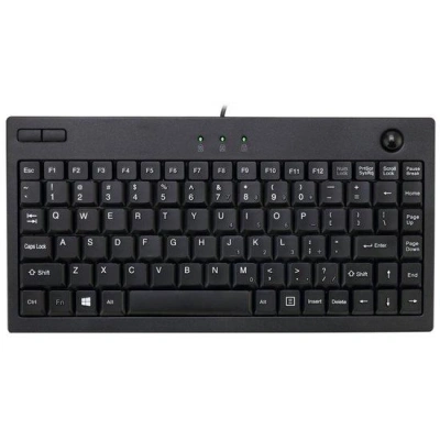 Adesso AKB-310UB/ drátová klávesnice/ mini/ trackball/ USB/ černá/ US layout, AKB-310UB