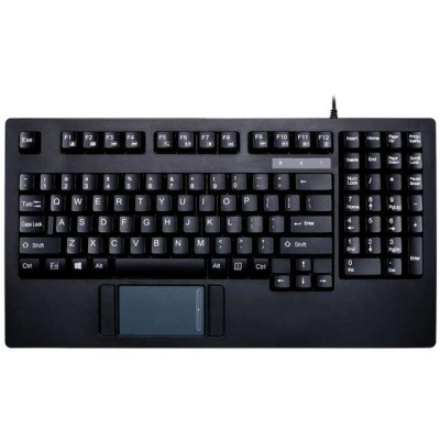 Adesso AKB-425UB/ drátová klávesnice/ multimedia/ montáž do racku 1U/ touchpad/ USB/ černá/ US layout, AKB-425UB