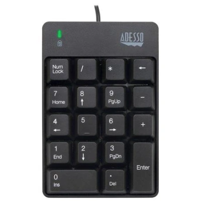 Adesso AKB-601UB/ drátová numerická klávesnice/ odolná proti polití tekutinou/ USB/ černá, AKB-601UB