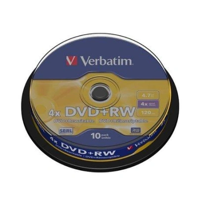 VERBATIM DVD+RW 4,7GB/ 4x/ 10pack/ spindle, 43488