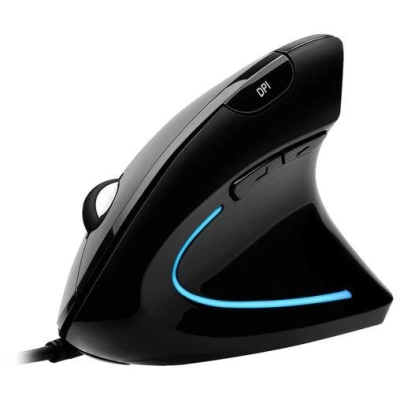 Adesso iMouse E1/ drátová myš/ vertikální ergonomická/ optická/ podsvícená/ 1000-1600 DPI/ USB/ černá, iMouse E1
