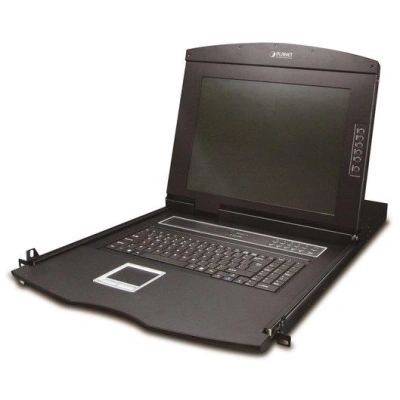 Planet KVM-210-08M, KVM konzole s LCD 17", ovládání 8x PC, PS2/USB, 1U/19" instalace, touchpad, KVM-210-08M