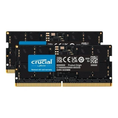 Crucial - DDR5 - sada - 32 GB: 2 x 16 GB - SO-DIMM 262 pinů - 4800 MHz / PC5-38400 - CL40 - 1.1 V - bez vyrovnávací paměti - bez ECC, CT2K16G48C40S5
