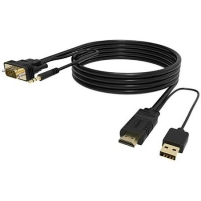 VISION Techconnect - Kabel video/audio - HDMI, USB (pouze napájení) s piny (male) do HD-15 (VGA), mini-phone stereo 3.5 mm s piny (male) - 2 m - černá - USB napájení