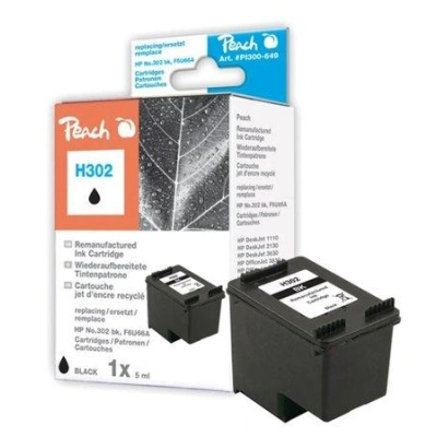PEACH kompatibilní cartridge HP F6U66A, No 302, black, 6ml, 319602