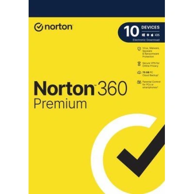 NORTON 360 PREMIUM 75GB +VPN 1 uživatel pro 10 zařízení na 3 roky, 21435581
