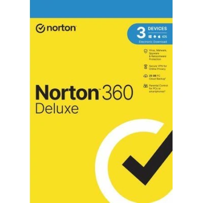 NORTON 360 DELUXE 25GB +VPN 1 uživatel pro 3 zařízení na 3 roky, 21435519