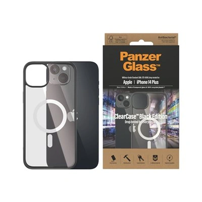 PanzerGlass ClearCase - Zadní kryt pro mobilní telefon - kompatibilní s MagSafe - tvrzené sklo, 100% recyklovaný materiál - černá - pro Apple iPhone 14 Plus