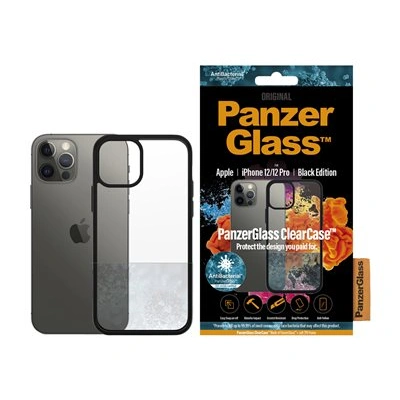 PanzerGlass ClearCase - Black Edition - zadní kryt pro mobilní telefon - tvrzené sklo, termoplastický polyuretan (TPU) - černá, průsvitná - 6.1" - pro Apple iPhone 12, 12 Pro