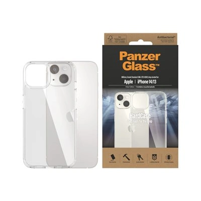 PanzerGlass HardCase - Zadní kryt pro mobilní telefon - antibakteriální - polykarbonát, 100% recyklovaný termoplastický polyuretan (TPU) - průsvitná - pro Apple iPhone 13, 14