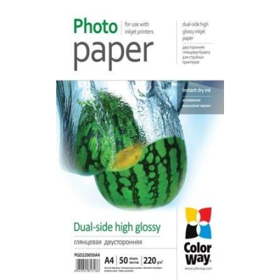 COLORWAY fotopapír/ oboustranný/ high glossy 220g/m2, A4/ 50 kusů, PGD220050A4