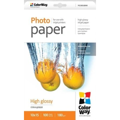 COLORWAY fotopapír/ high glossy 180g/m2, 10x15/ 100 kusů, PG1801004R