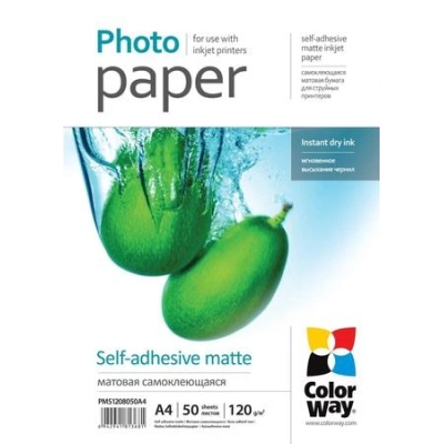 COLORWAY fotopapír/ samolepící/ matte 120g/m2, A4/ 50 kusů, PMS1208050A4