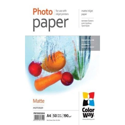 COLORWAY fotopapír/ matte 190g/m2, A4/ 50 kusů, PM190050A4