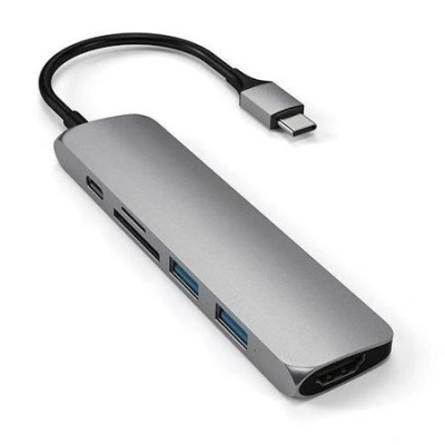 Satechi USB-C Slim Multiport adaptér V2 - Space Gray Aluminium, ST-SCMA2M