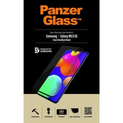 PanzerGlass - Ochrana obrazovky pro mobilní telefon - sklo - barva rámu černá - pro Samsung Galaxy M53 5G