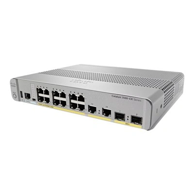 Cisco Catalyst 3560CX-12PD-S - Přepínač - řízený - 12 x 10/100/1000 (PoE+) + 2 x kombinace SFP+ - desktop, Lze montovat do rozvaděče, lze montovat na konzolu DIN, pro připevnění na zeď - PoE+ (240 W), WS-C3560CX-12PD-S