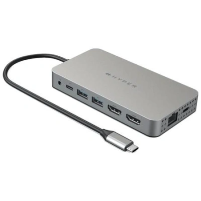 HyperDrive Dual 4K HDMI 10 v 1 USB-C hub stříbrný, HDM1H-GL