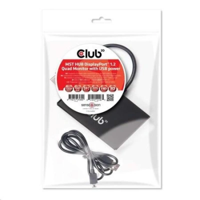 Club 3D Multi Stream Transport (MST) Hub DisplayPort 1.2 Quad Monitor (Polybag), USB Powered