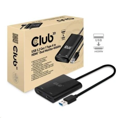 Club 3D USB A to HDMI 2.0 Dual Monitor 4K60Hz UHD Videosplitter